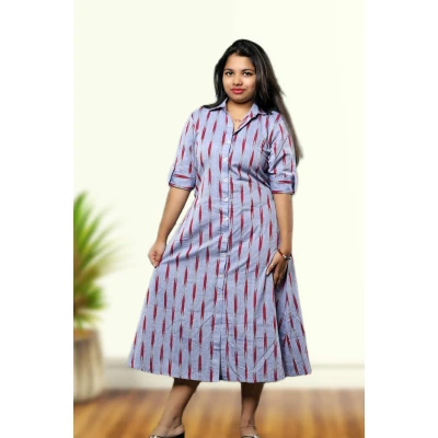 Cotton Ikkat One Piece Set For Women