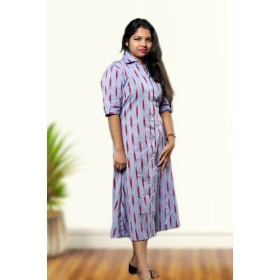 Cotton Ikkat One Piece Set For Women