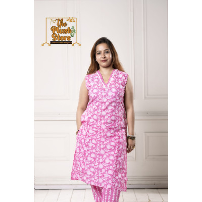 Pure Cotton Kurti Pant Set For Women