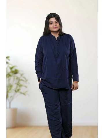 Pure Linen Full Sleeve Co-ord Set For Women  Pure Linen Full Sleeve Co-ord Set For Women data-sizes=