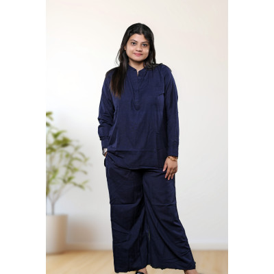 Pure Linen Full Sleeve Co-ord Set For Women