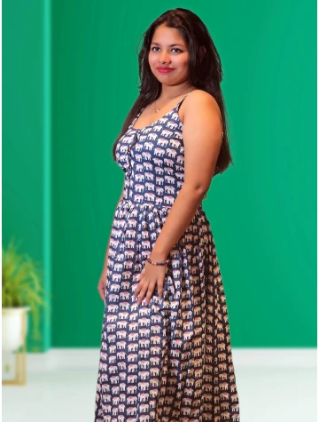 Pure Cotton Noodle Strap Dress For Women  Pure Cotton Noodle Strap Dress For Women data-sizes=