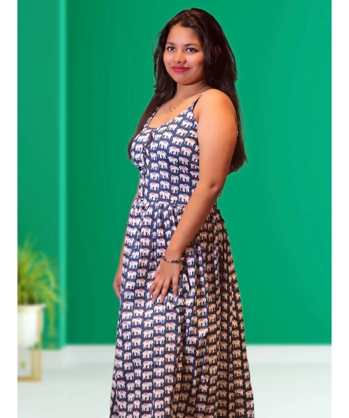 Pure Cotton Noodle Strap Dress For Women