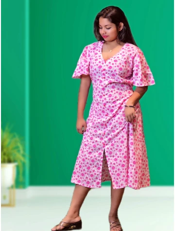 Pure Cotton One Piece Dress For Women  Pure Cotton One Piece Dress For Women data-sizes=