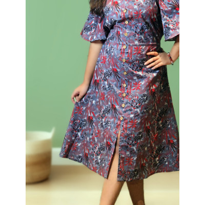 Floral Printed Cotton Dress For Women