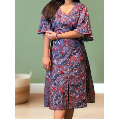 Floral Printed Cotton Dress For Women