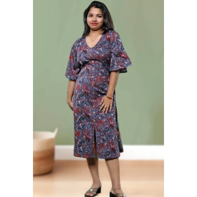 Floral Printed Cotton Dress For Women