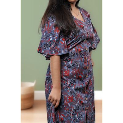 Floral Printed Cotton Dress For Women