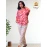 Red Floral Printed Cotton Shirt For Women